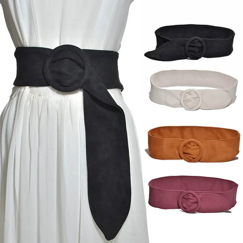 Женские тканевые ремни чистый цвет круглая пряжка поясной ремень для брюк джинсы