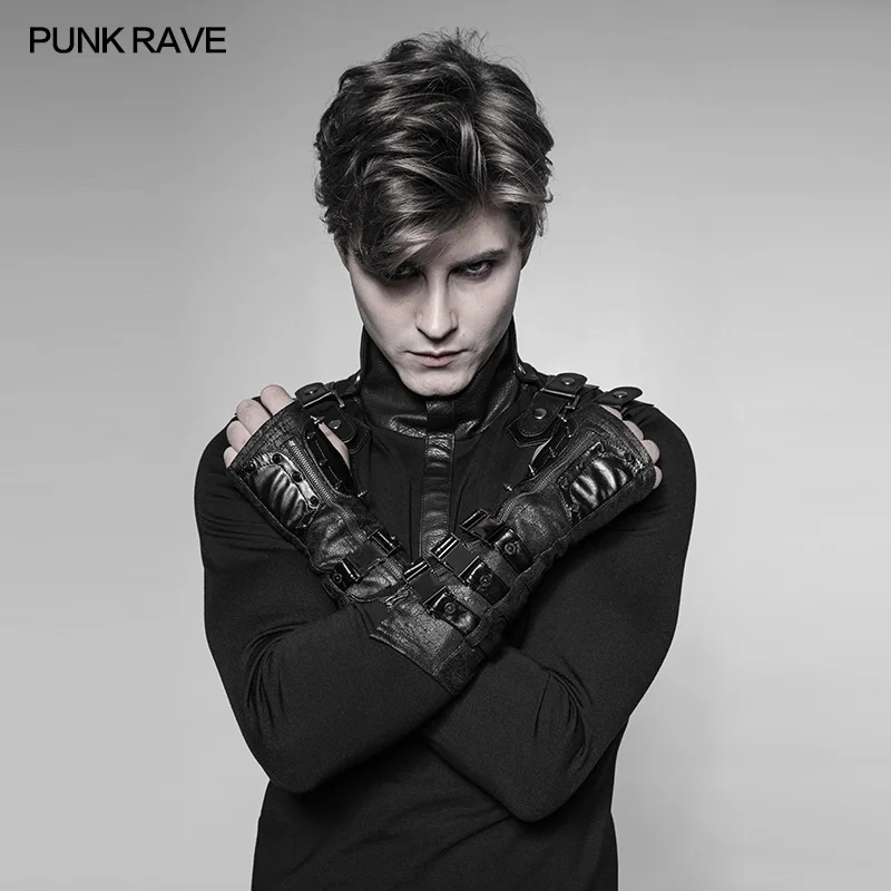 Панк раvr стимпанк рок черные металлические заклепки повязки перчатки без