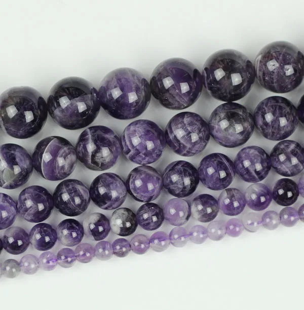 

Natural Dream Amethysts Round Stone Loose Beads 15" Strand 4 6 8 10 12 14MM For DIY Necklace Bracelet Jewelry Making