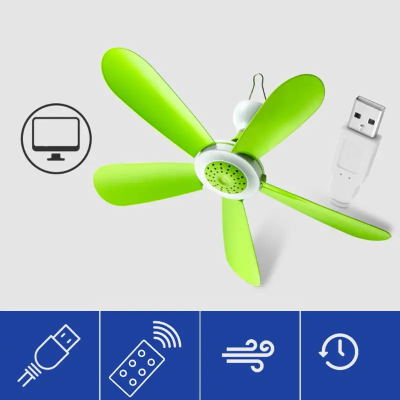 

5W Remote Control Timing USB Ceiling Fan Air Cooler USB Fans for Bed Camping Outdoor Hanging Camper Tents Hanger Fan