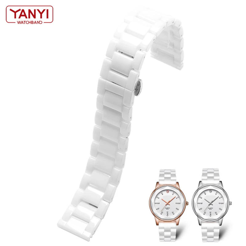 Ceramic watch bracelet 14mm 15 16 17 18 19 20 21mm 22mm watchband white black strap wristwatches band not fade water resistant