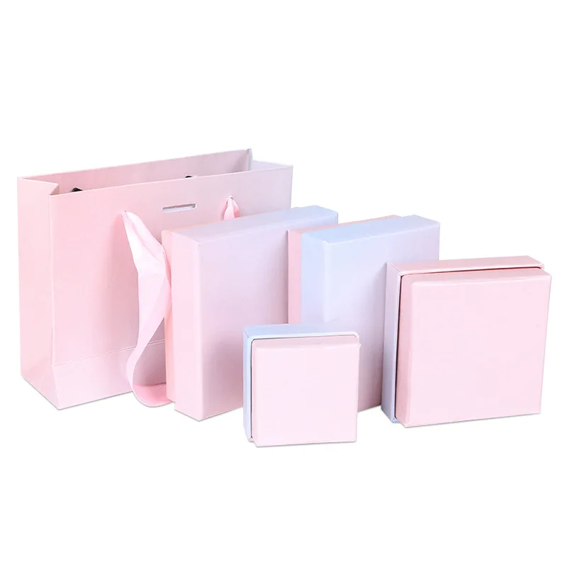 

12pcs Rectangle Cardboard Jewelry Gift Box Gradient Ring Necklace Bracelets Earring Set Package Boxes With White Sponge Inside