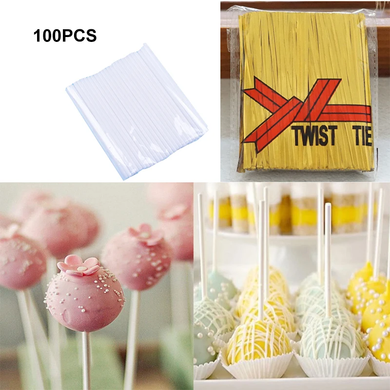 

100PcsPlastic StickSafeWhite Cake Pop Sucker Sticks For Chocolate Sugar Candy Lollypop DIY Mold Bakeware Tool and Fastener kinks