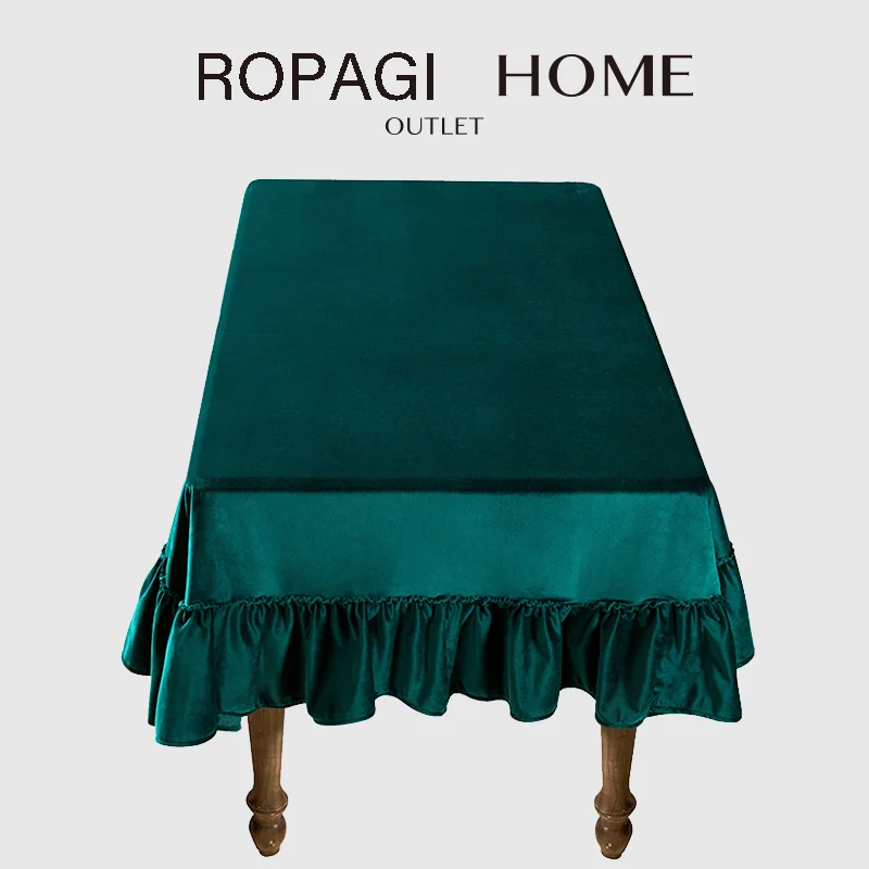 

European Italian Shiny Velvet Table Cover Rome Solid Color Luxurious Tablecloth European Pastoral Dinning Room Kitchen Decor