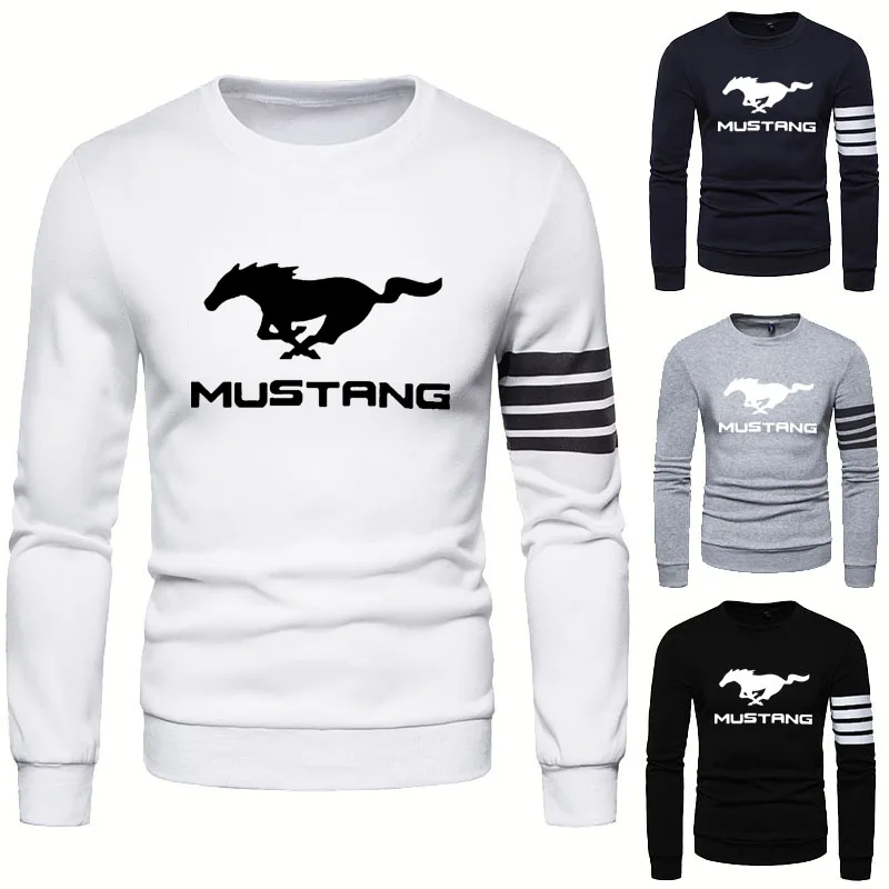 

Spring Autumn Casual Men's hooded Mustang Car Logo Printing Men's pullover Fashion Cotton High Quality Men's Sweatshirt