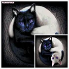 5D алмазная живопись, черный и белый кот, наборы для вышивки крестиком, алмазная вышивка с животными стразы, искусство, картина, декор для стен