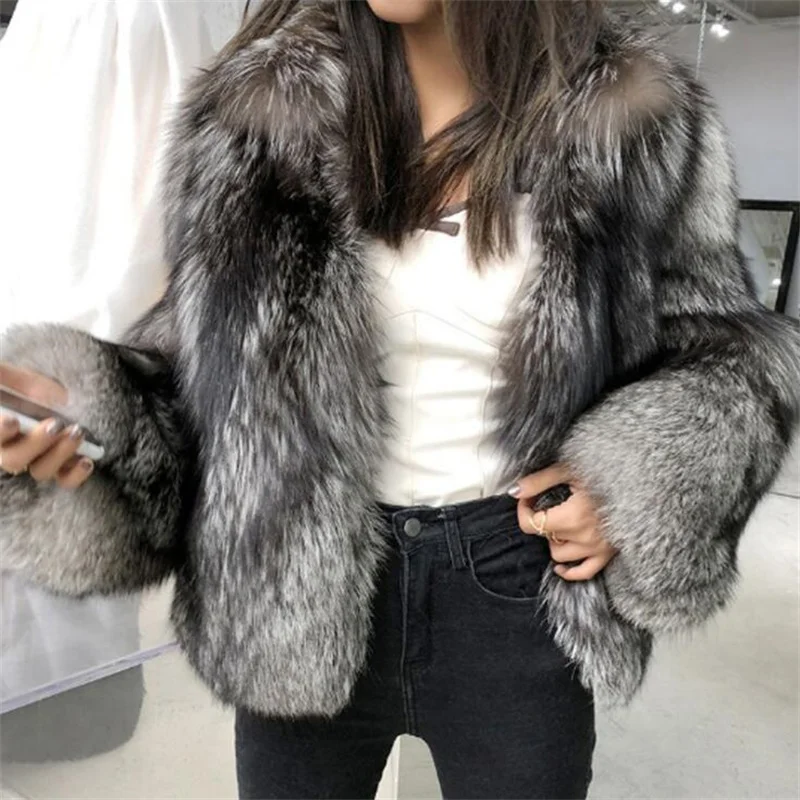 Women's fur coat short clothes fashion imitation fox fur jackets ladies  whole fur autumn winter new casual пальто женское зима