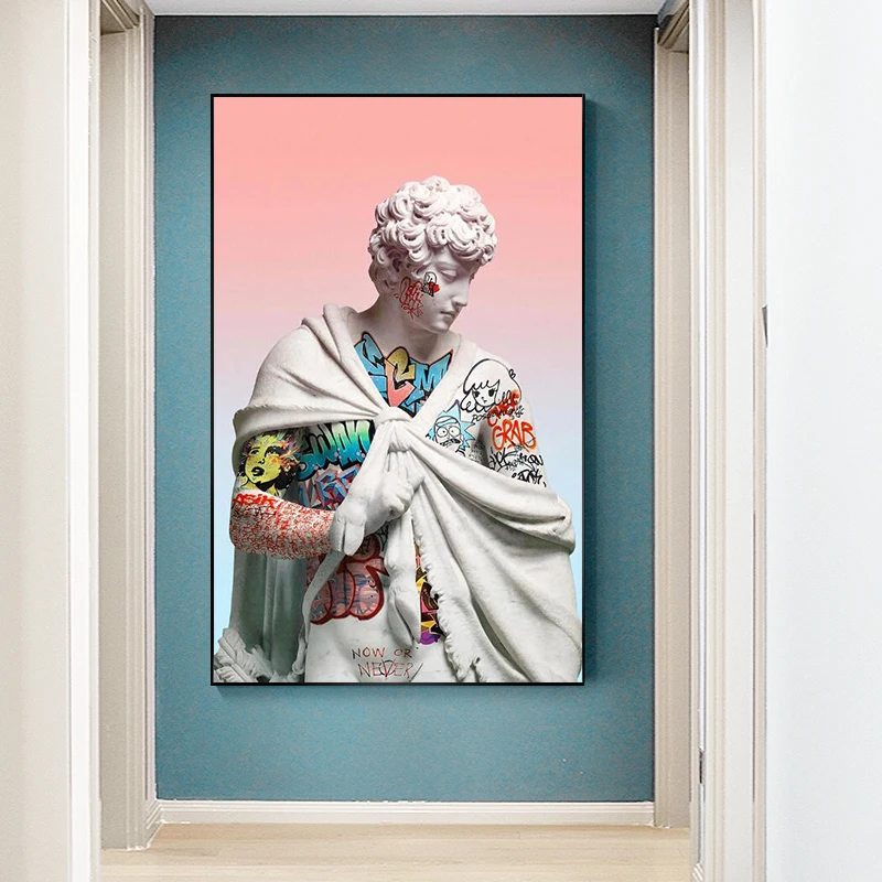 Скульптура Давида Vaporwave Холст Искусство плакаты граффити искусство холст