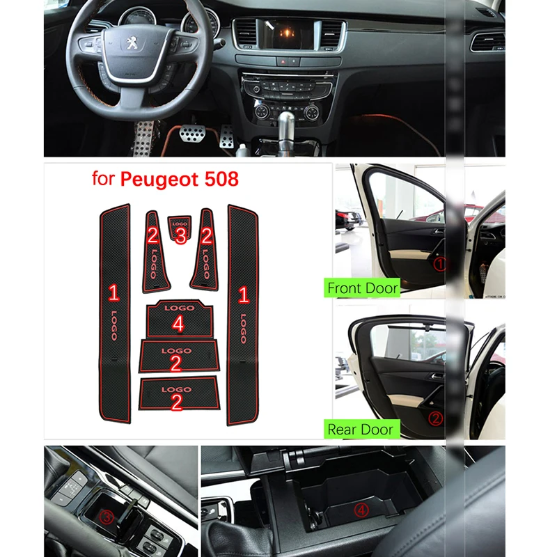 Противоскользящий резиновый коврик-наклейка для Peugeot 508 RXH 2011 ~ 2018 | Автомобильные