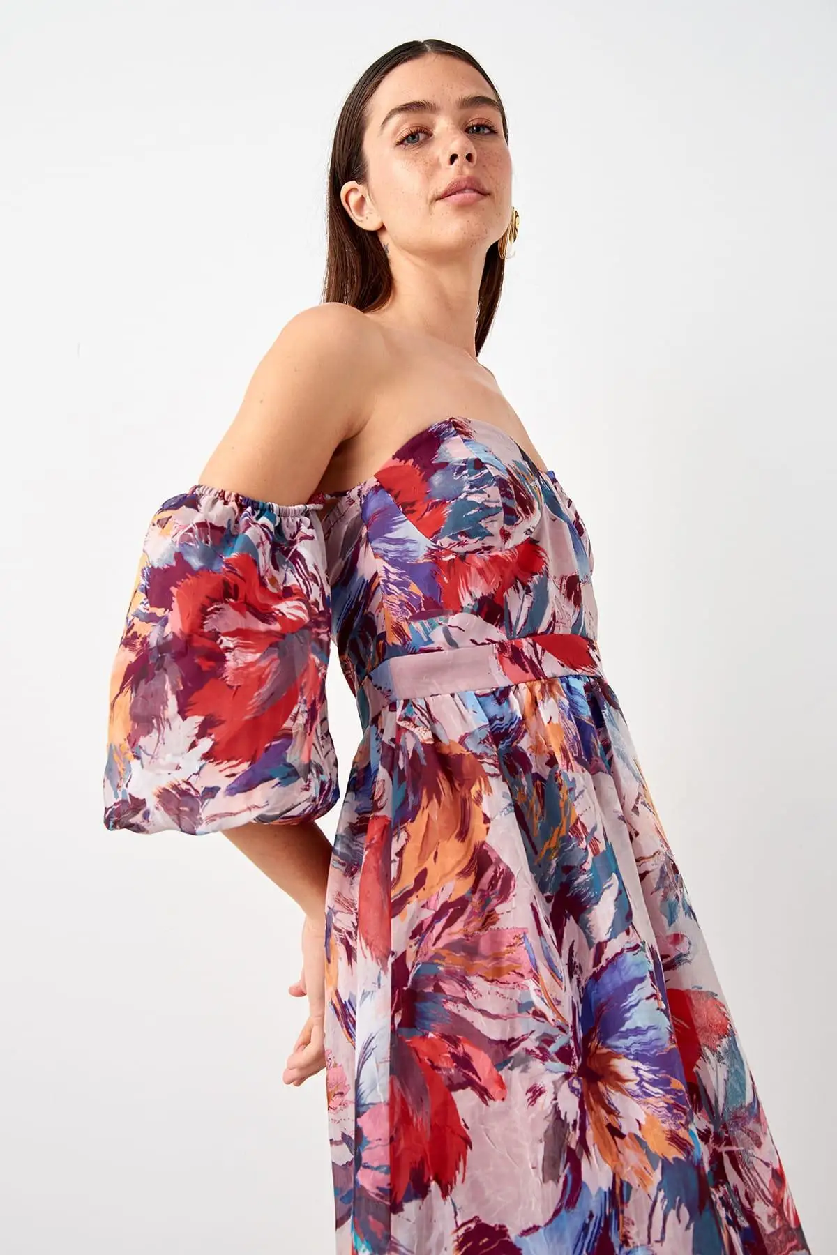 Trendyol многоцветное платье из органзы TPRSS19EL0297|Женские платья| |