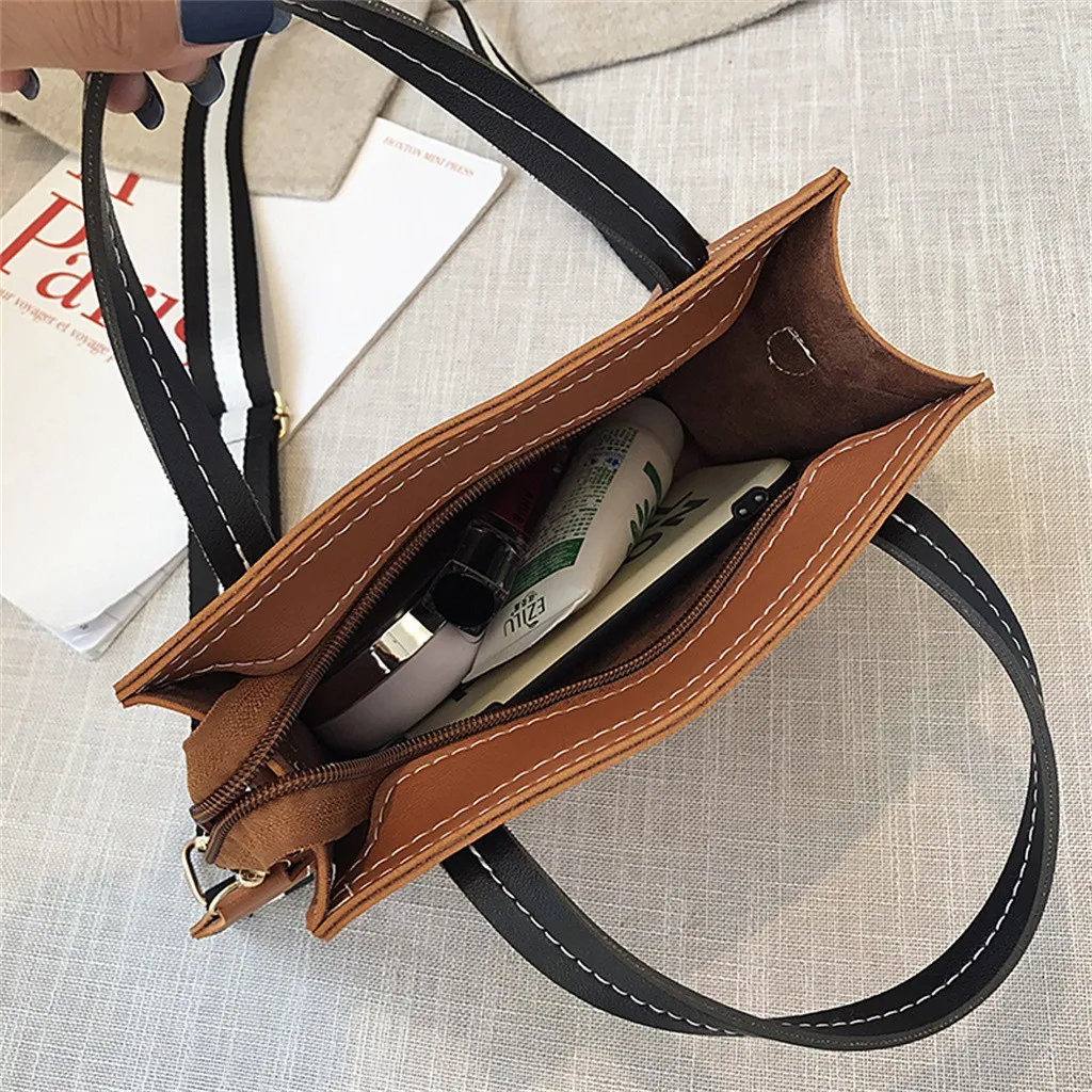 Повседневная однотонная сумка на плечо модные Прошитые натуральные мессенджеры