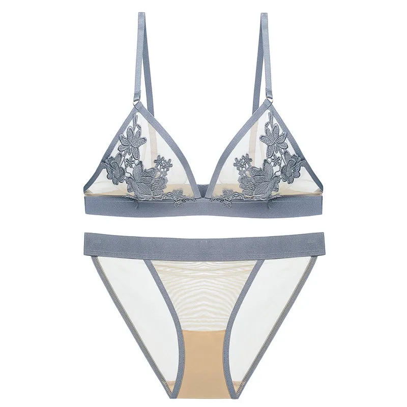 

New Romantic Lace Embroidered Sexy Transparent Underwear No Steel Ring Sexy Gathered Bra