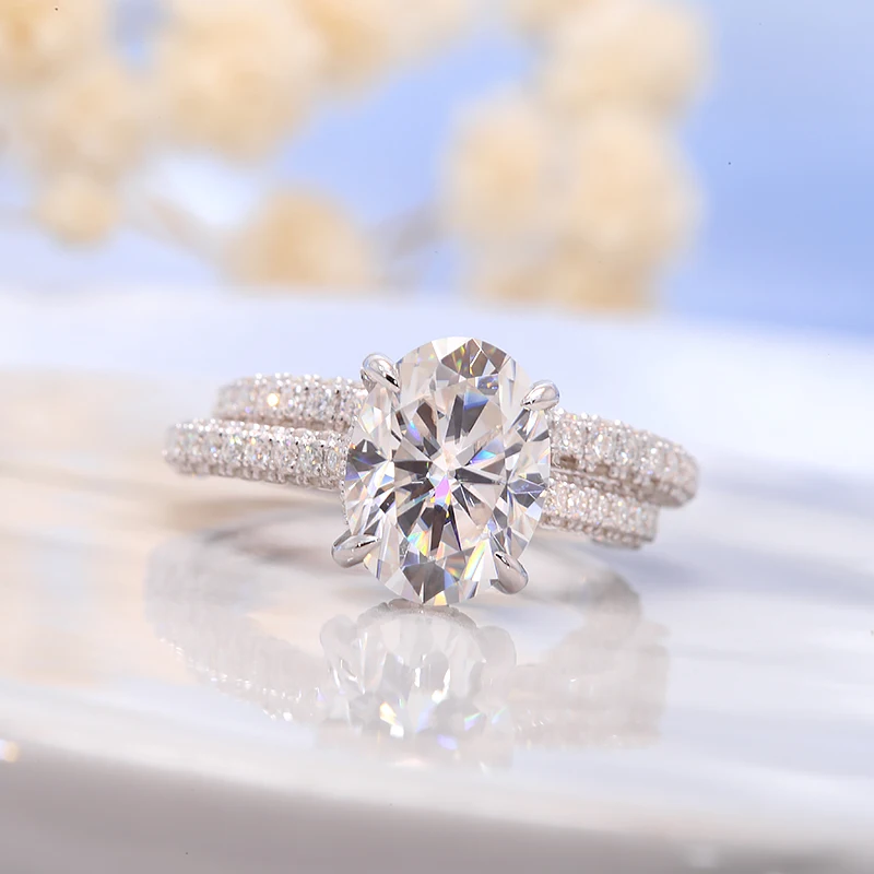 

AEAW 2.0carat 7*9MM Oval Moissanite Diamond Engagement Ring 18k White Gold