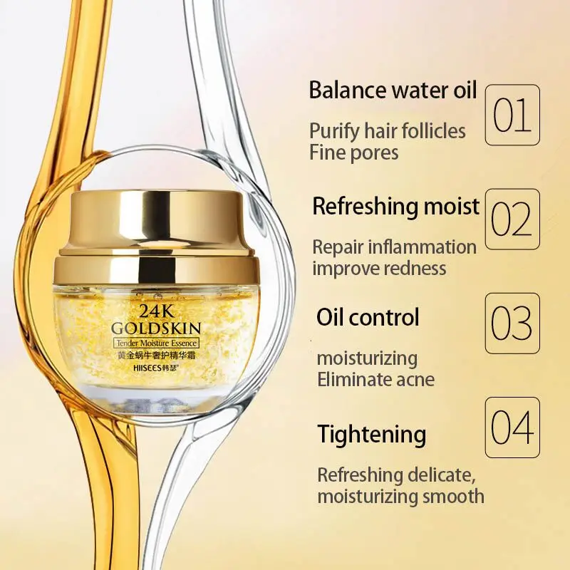 

24K Gold Snail Collagen Face Cream Brighten Skin Anti-Aging Moisturizing Remove Acne Whitening Improve Skin Face Skin Care