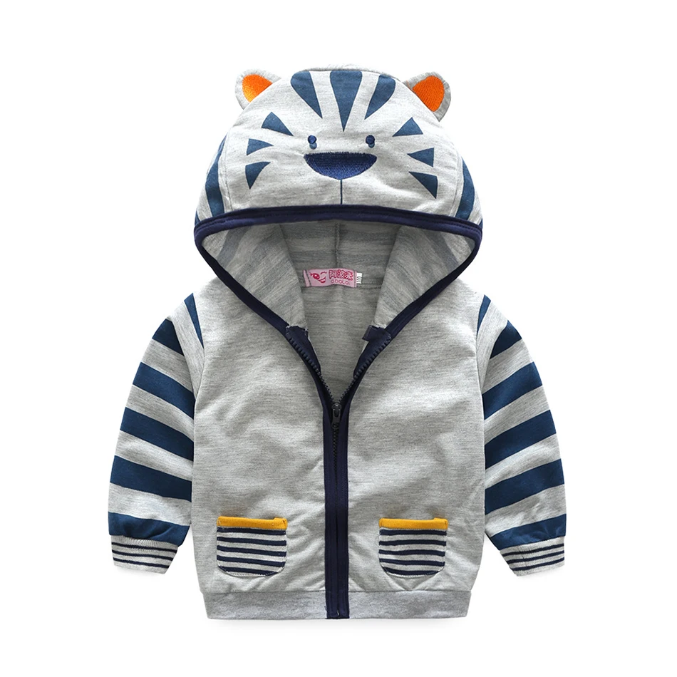 Kids Cartoon Coat Hoodies Tiger Jacket for Boy Girl Fox Animal Ear Hoody Kids Hooded Toddler Autumn Spring 18-6Y JYF