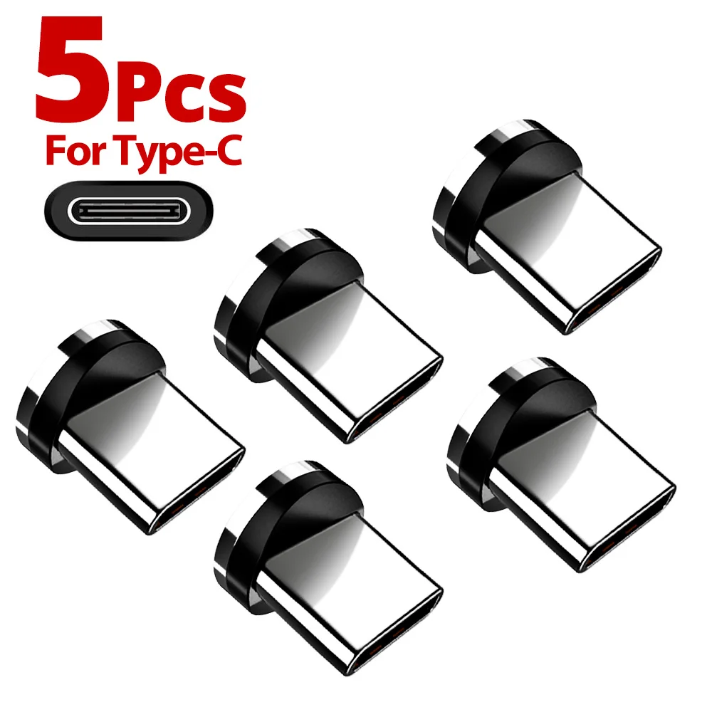 5pcs Magnetic Tips Charging Cable Adapter Replacement Parts for Mobile Phone Easy Operate Durable 360 Degree Rotation Converter