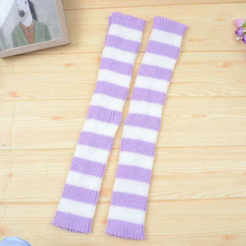 

Japanese Striped Punk Leg Warmers Gothic Lolita Loose Socks Warm Knit Socks Foot Warming Cover