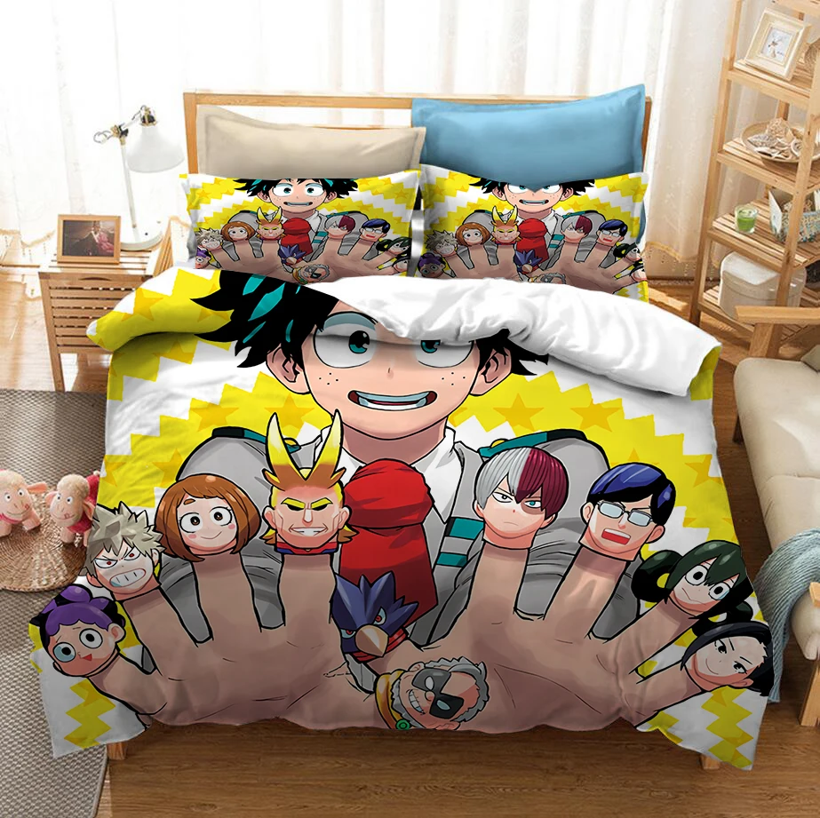 

Cartoon Japan Anime My Hero Academia 3D Printed Bedding Set Duvet Covers Pillowcases Comforter Bedding Set Bedclothes Bed Linen
