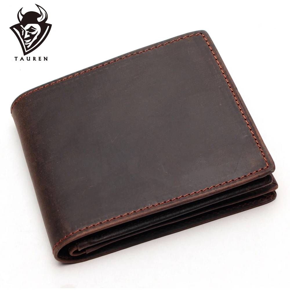 

RFID Blocking Men Wallets Vintage Cow Genuine Leather Wallet Male Handmade Custom Dollar Price Coin Purse Short Carteira