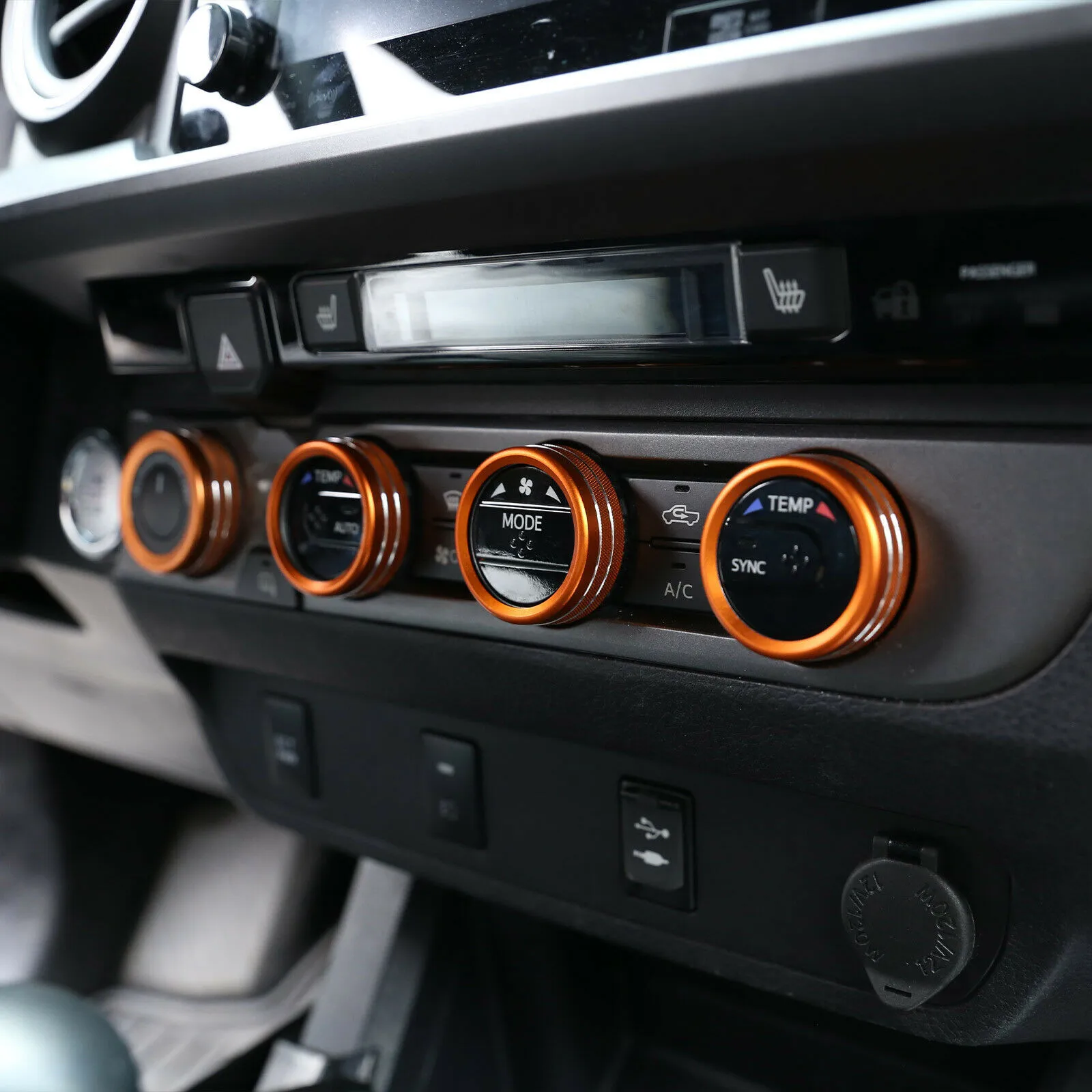 

Orange Alloy Central Air-Con Switch Control Ring Knob For Toyota Tacoma 16-2020 Knobs Ring Cover