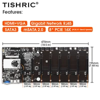 tishric btc t37 mining motherboard support 106613331600mhz ddr3 8 gpu pcie 16x video card riserless bitcoin miner motherboard