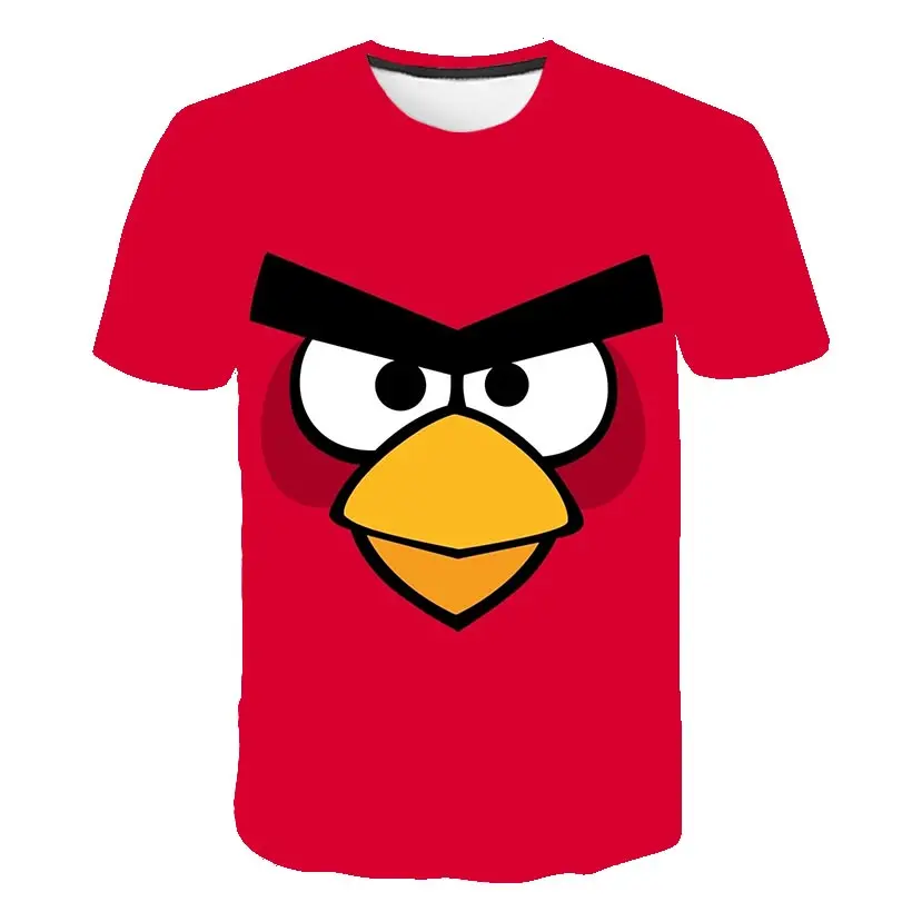 

2021 New Children 3D Printed Angry Bird Movie Kids Fashion Casual Round Neck Short Sleeve T-shirt Summer Personality Streetwear