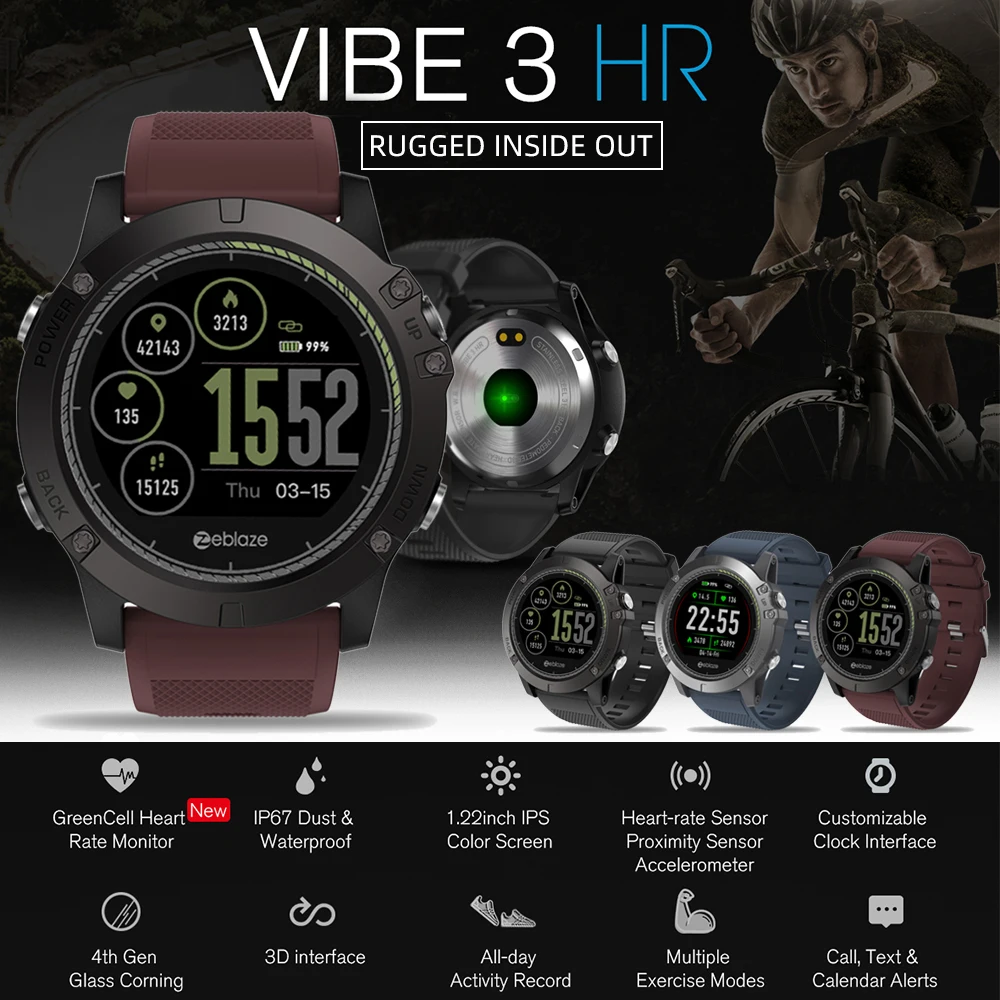 Zeblaze VIBE 3 HR Спортивные Bluetooth Смарт часы монитор сердечного ритма Шагомер Smartwatch