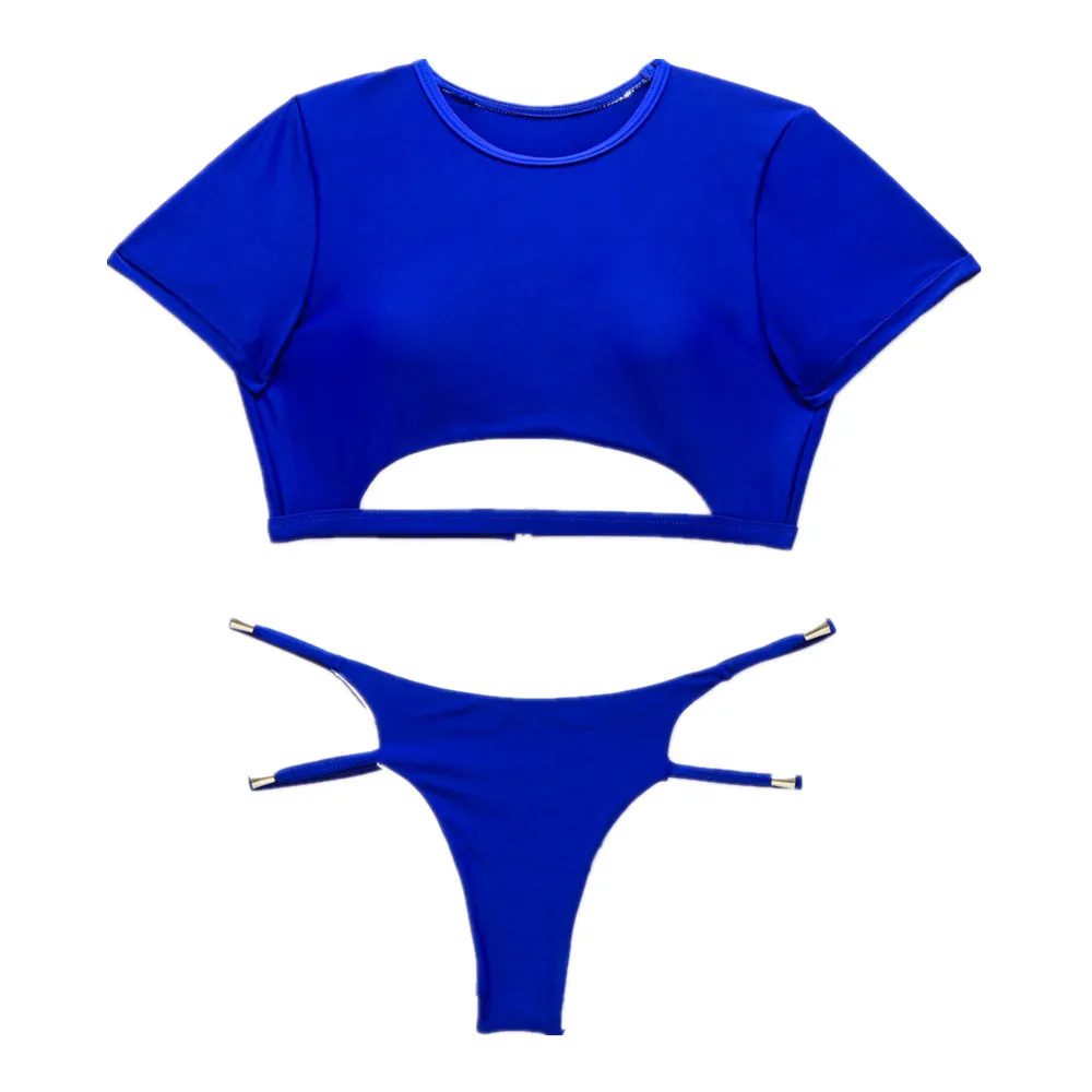 Новинка 2020 сексуальное Радужное бикини купальник для женщин с коротким рукавом