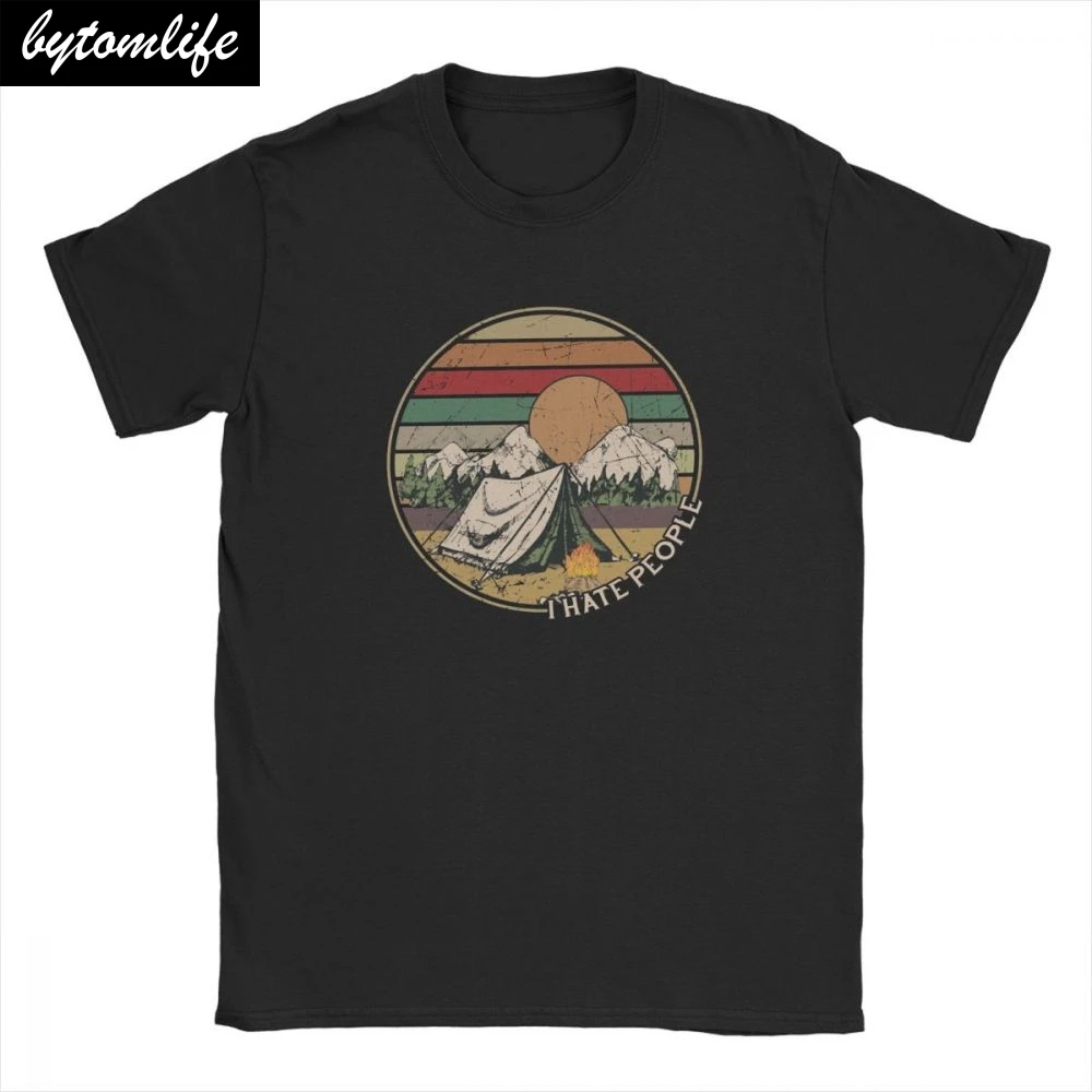 

Love Camping I Hate People Vintage Funny T-Shirt For Men Camping Hiking Short Sleeve Tops Gift Tees Cotton O-Neck T-Shirt