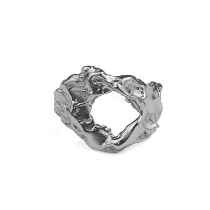 

2021 New Fashion Irregular Lava Hollow Tin Foil Paper Ring Neutral Fashion Creative Index Finger Ring Jewelry Gift Bague Femme