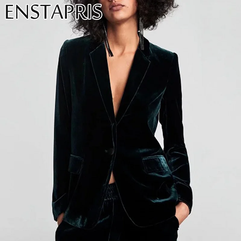 

Elegant Plus Size One Button Velvet Women Blazers Streetwear Autumn Winter OL Office Lady Coat Fashion Blazers and Jackets