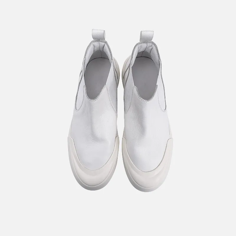 Зимние мужские ботильоны на плоской подошве в стиле ретро без застежек с круглым