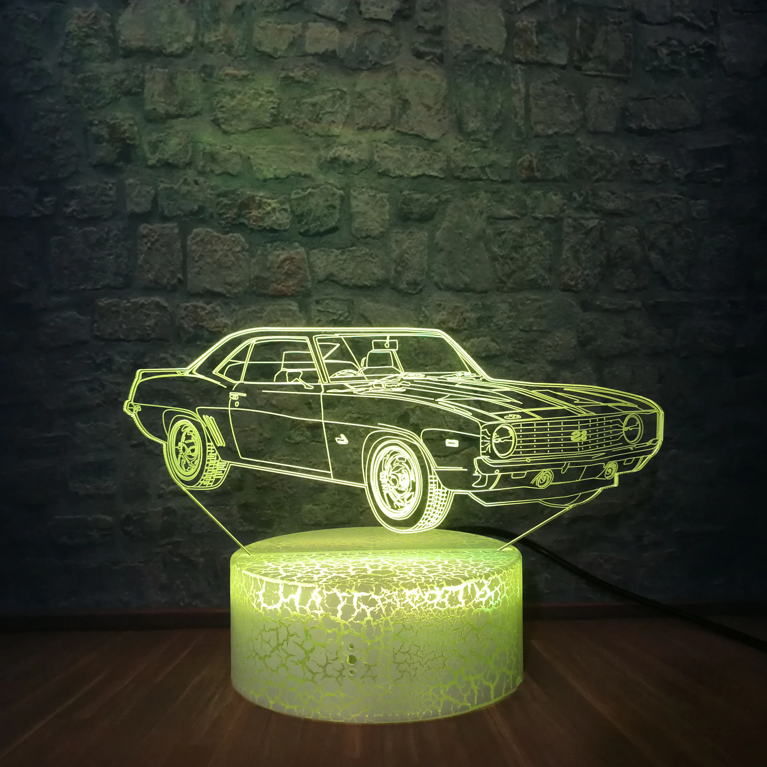 Автомобильный Современный 3D иллюзионный ночной Светильник USB LED Настольная лампа