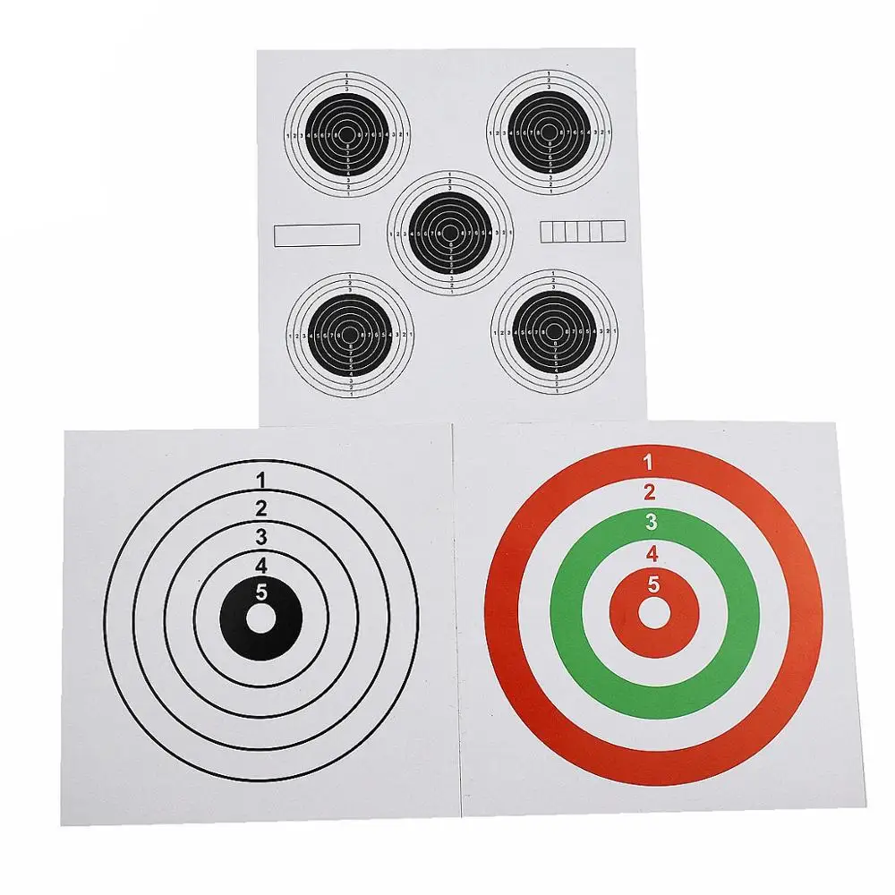 

100pcs 14X14cm Shooting Target Paper Bow Arrow Gauge Sheet Training Card Archery Targets Pistol Rifle Black/White