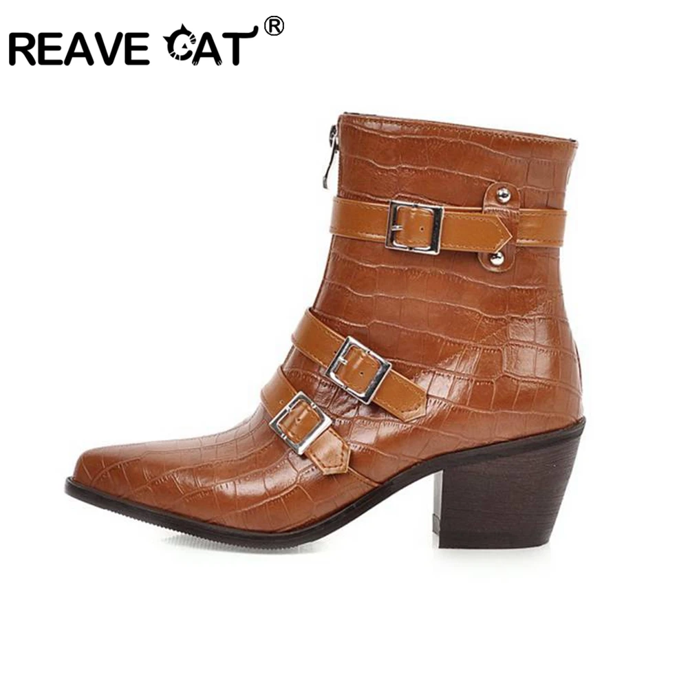 Женские ковбойские полусапожки REAVE CAT праздничные повседневные больших размеров