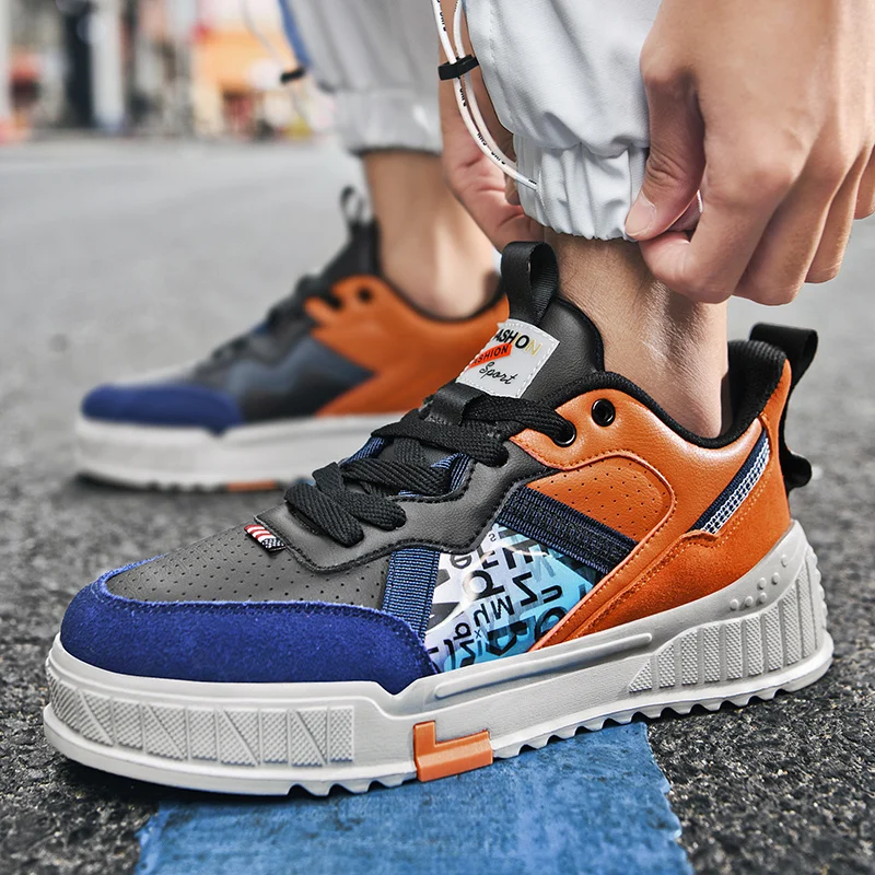 

Trend Men Casual Sneakers Lace-Up Skateboard Shoes Men Thick Bottom Sports Trainers Anti-Slip Travel Outdoor Zapatillas Hombre