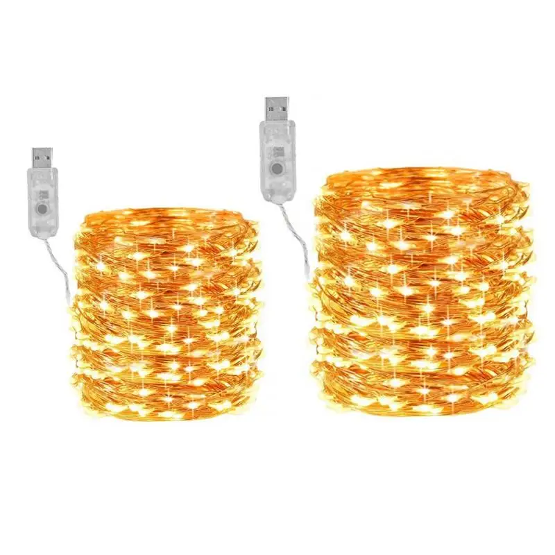 

12/22m 100/200LED USB Copper Wire String Light Wedding Home Decorative Lamp