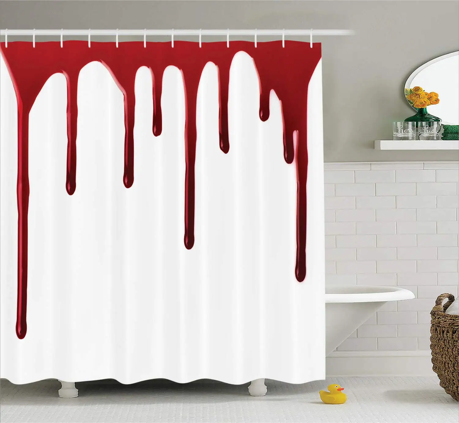 Занавески для душа на Хэллоуин с страшным ужасом кровавый поток крови в белой