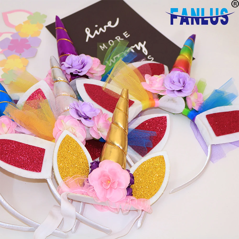 1pcs Unicorn Headdress Party Decorations Festival Happy Birthday Gift for Kids Baby Shower Headband Girl Hair Accessories | Дом и сад