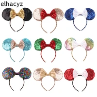 10pcs wholesale large mouse ears headband bow headwear festival hair accessories hairband sequin hair bows for girls women gift