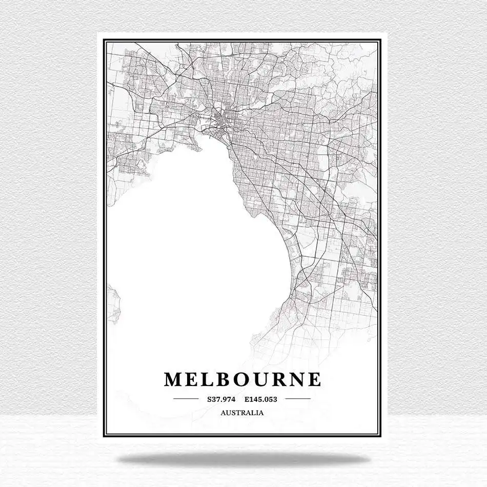 Австралийское побережье Мельбурн Сидней Брисбен карты картины на холсте