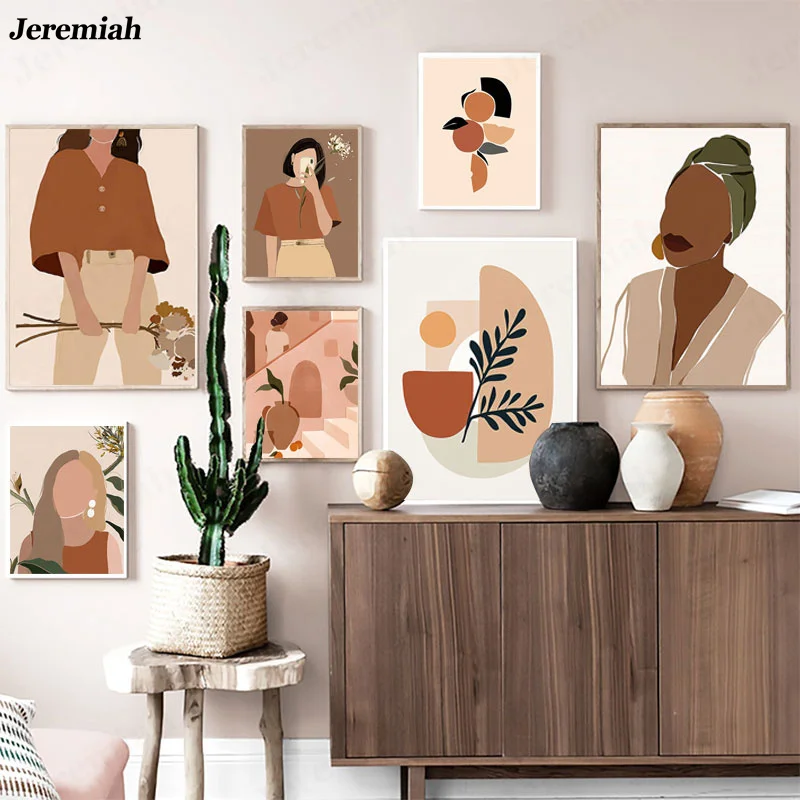 

Home Living Room Decoration Painting Fashion Retro Girl Abstract Poster HD Printing Canvas Wall Painting Nordic Modern Art Mural
