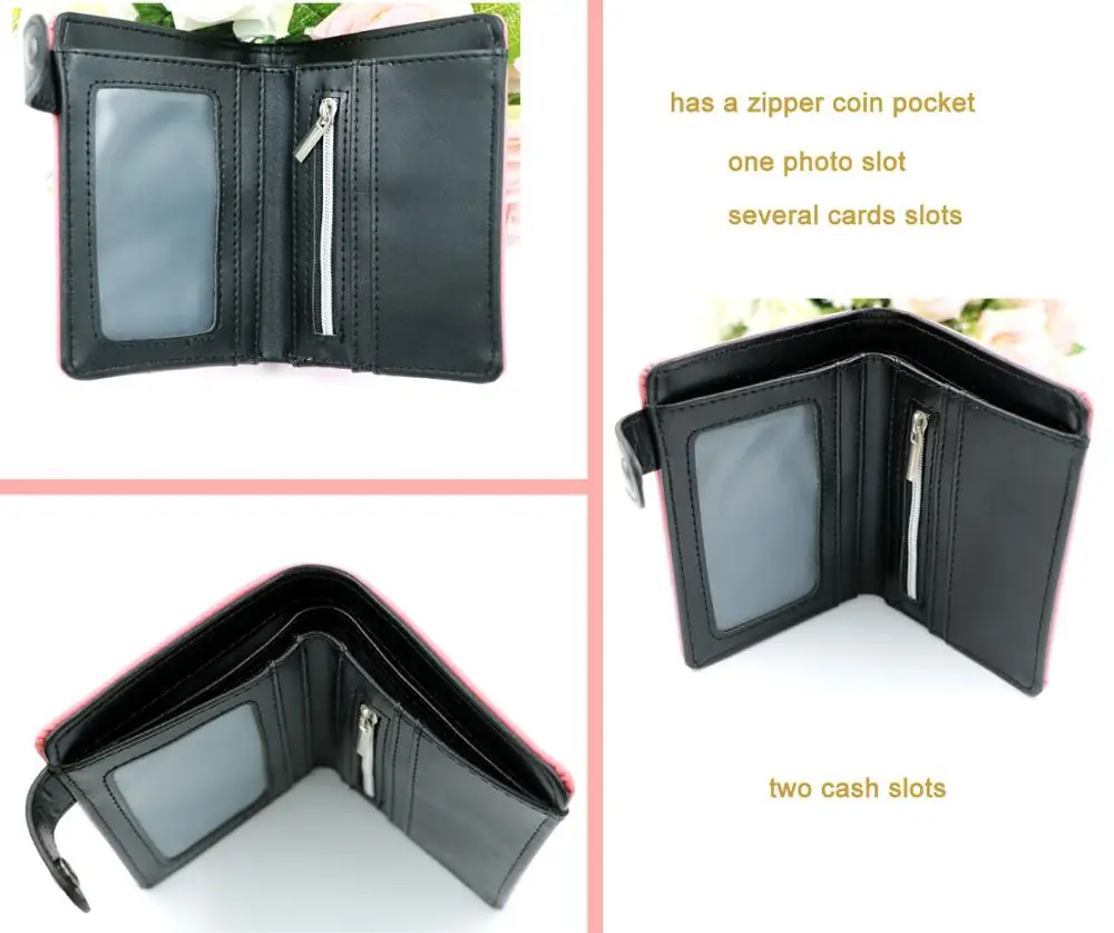 Аниме из PU искусственного короткошерстного оранжевый кошелек бумажник на кнопке