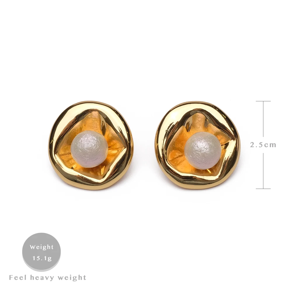 

RISPADA EH34057-K29 vintage Hepburn style artificial pearl stud earrings