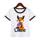 Футболка с рисунком Red fox likee, с животным принтом, Забавная детская одежда для девочек и мальчиков, радужная белая футболка с коротким рукавом, рубашки, летние топы, футболка