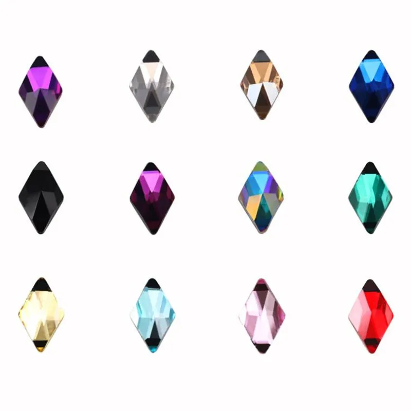 10 шт. ромбик кристаллы для ногтей AB Стразы драгоценные камни бриллиант золото дно