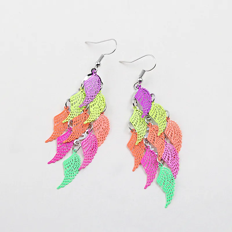 1 пара разноцветные маленькие Многослойные висячие серьги с крыльями женские
