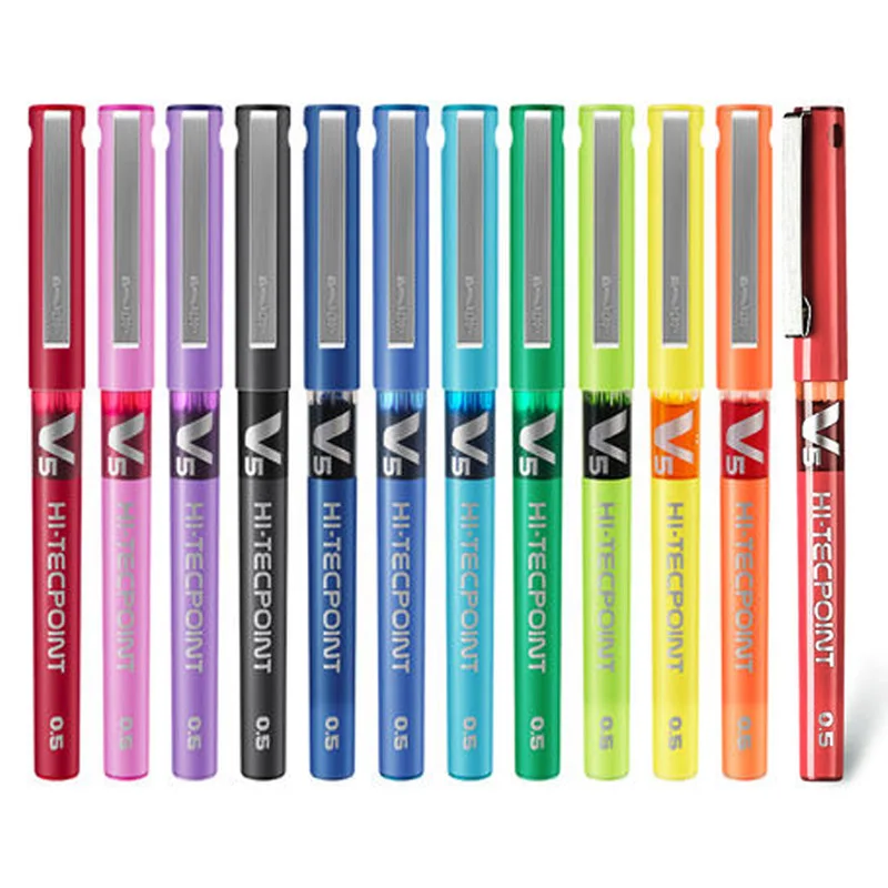 12 шт./лот, гелевые ручки Pilot BX-V5, 0,5 мм/0,7 мм, высокое качество, многоцветные чернильные ручки, школьные и офисные канцелярские принадлежности - Цвет: Mixed
