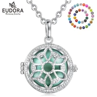 eudora 18mm fashion lotus flower cage harmony ball chime bell pendant angel caller bola necklace for baby pregnancy jewelry k416