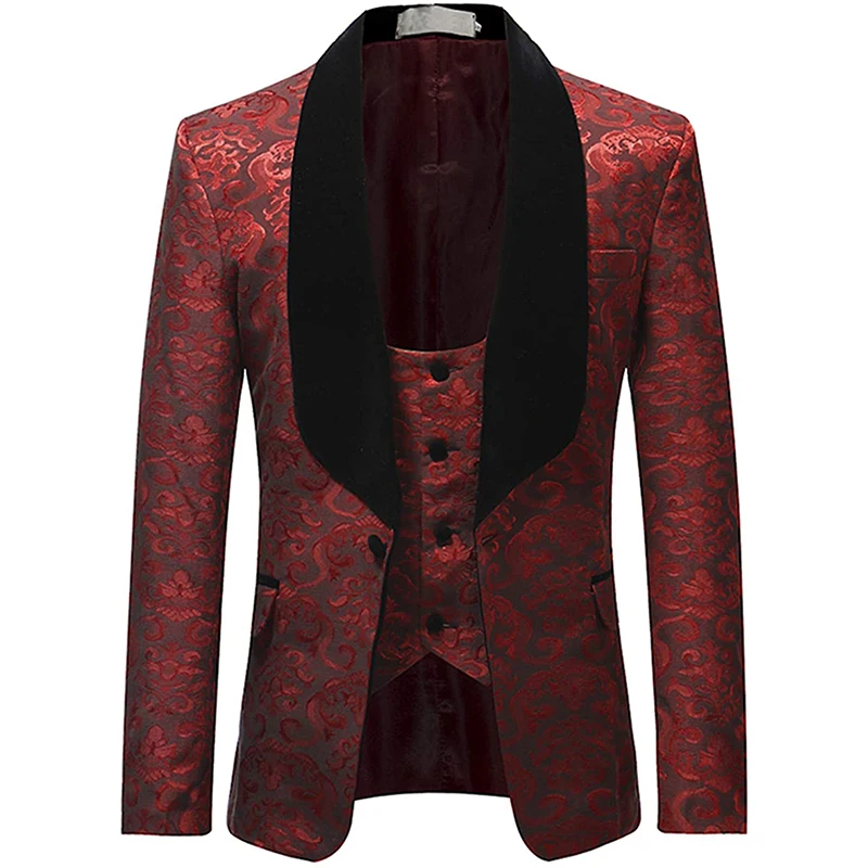 Для мужчин печати Slim Fit костюм классический официальная Вечеринка церемонии с
